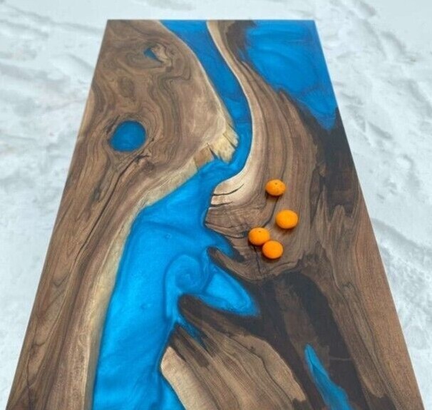 Epoxy Table dining table top Live Edge Walnut Wood Custom Order size in inches