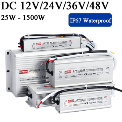 12V/24V/36V/48V LED Trafo Transformator Netzteil IP67 Wasserdicht für LED Strip