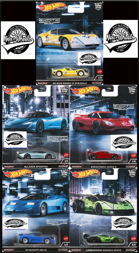 HOT WHEELS PREMIUM 2022 CAR CULTURE - EXOTIC ENVY - 5 CAR SET