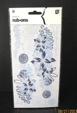 Basic Grey Division B2 Rub Ons W/ Applicator Nature & Flowers Shades of Blue 200