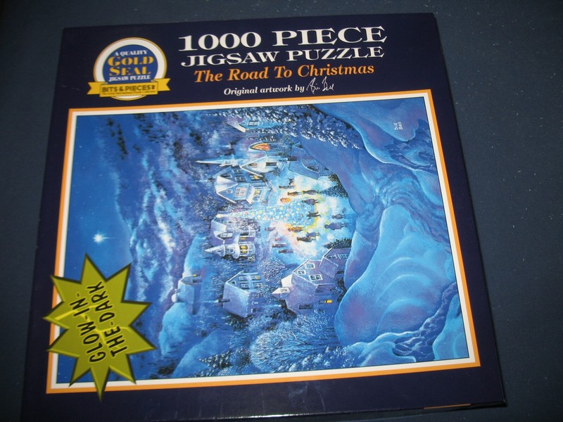1000 Piece Jigsaw Puzzle  "The Road To Christmas"  Glow In The Dark, Bill Bell