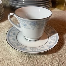 Legendary Noritake String of Pearls Blue White Cup & Saucer Set 3480 