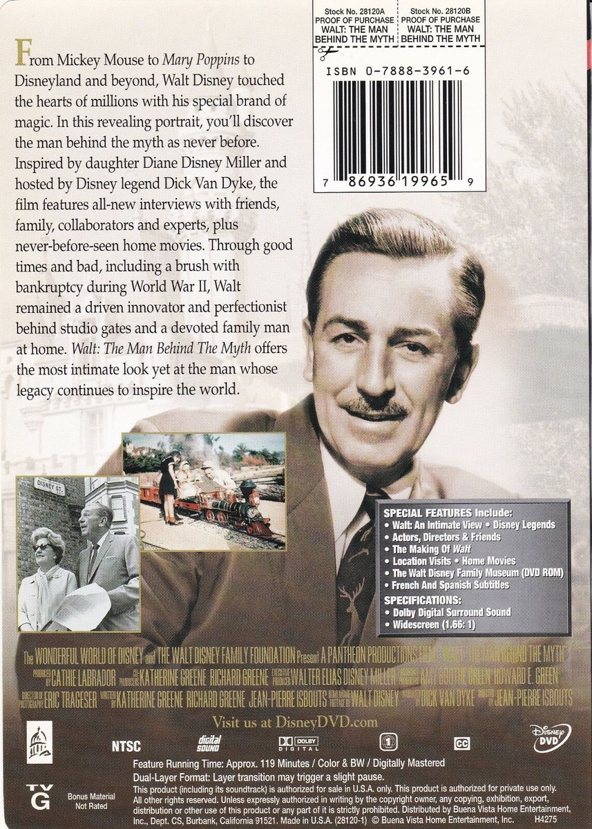 Walt: The Man Behind the Myth (DVD, 2004, Widescreen) 786936199659