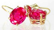 14K Gold Leverback Earrings, Created Ruby, E107
