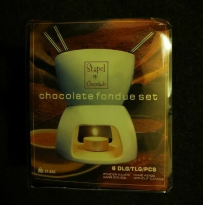 Schoko Fondue Set Fondue Au Chocolat Porzellan Weiß mit Teelichtwärmung