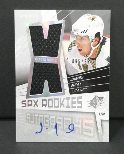 2008-09 SPx Rookies Auto Jerseys James Neal 95/999 Dallas Stars #156