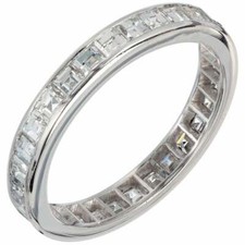 2.1ct Simulated Diamond Wedding Ring Band Eternity Channel Set White Gold Plated