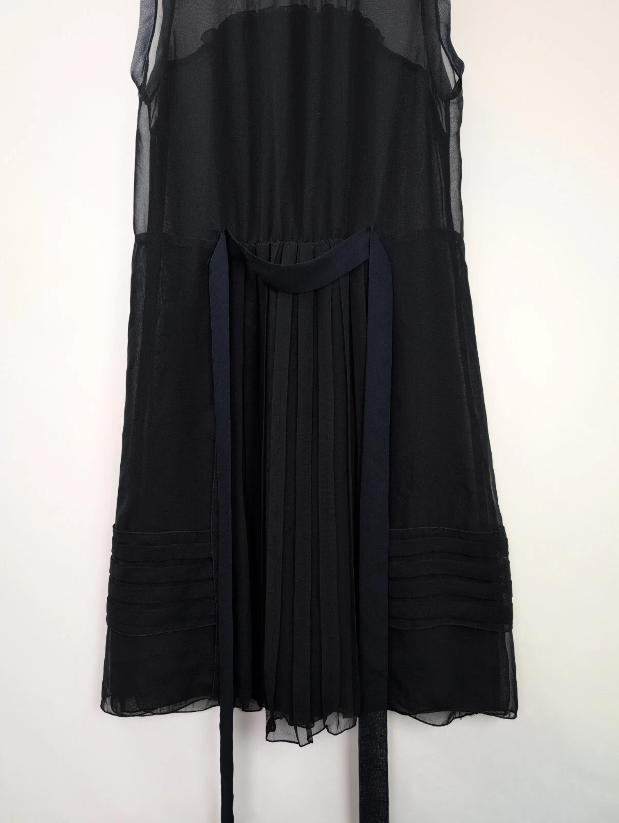 Mini abito donna MIU MIU 2010 taglia US M IT42 nero blu seta plissettato