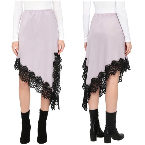 Women Costume Side Split Skirt High Waist Satiny Adult Dress Performance Lace - Picture 13 of 57