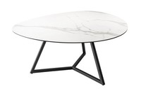Couchtisch Schwarz Weiß 90X75 Cm Aus Keramik Hartglas Metall In Marmor Optik