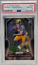 2019 Prizm DARRELL HENDERSON Rookie RC Football Card PSA 10 GEM MINT. rookie card picture