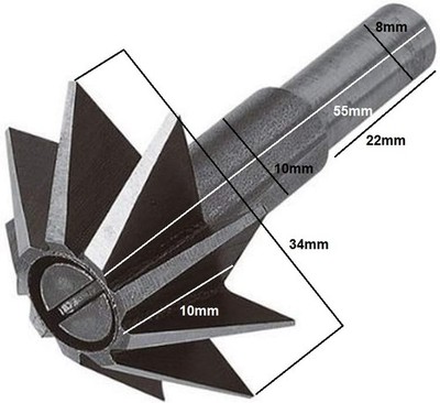 KEGELFRÄSER BEARBEITUNGSDURCHMESSER 34 STIEL 8mm WOLFCRAFT 3265000