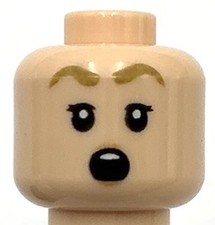 Lego New Light Nougat Minifigure Head Dual Sided Female Grin Surprise Part