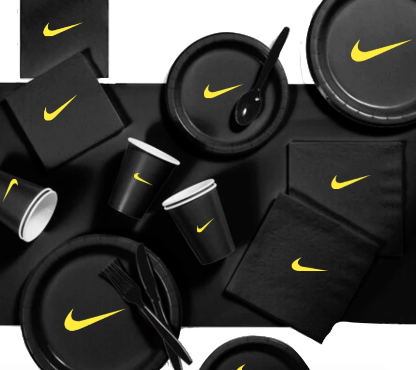 Juego de vajilla personalizado Sw00sh fiesta, fiesta de cumpleaños de 60 piezas en total-negro Foto 2 de 4