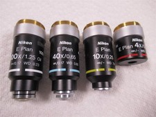 Nikon E Plan 100x 40x 10x and 4x Microscope Objective Lenses Eclipse Series