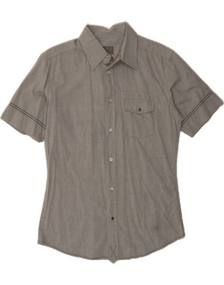 BOMBOOGIE Mens Short Sleeve Shirt XL Grey Cotton BS13