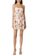 Alice + Olivia Lorelle Babydoll Tiered Mini Dress Morningside Floral White