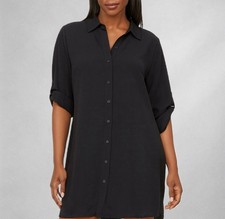 Torrid Black Button-Front Shirt Dress Women’s 2X 18–20 Crepe Long Sleeve Tunic