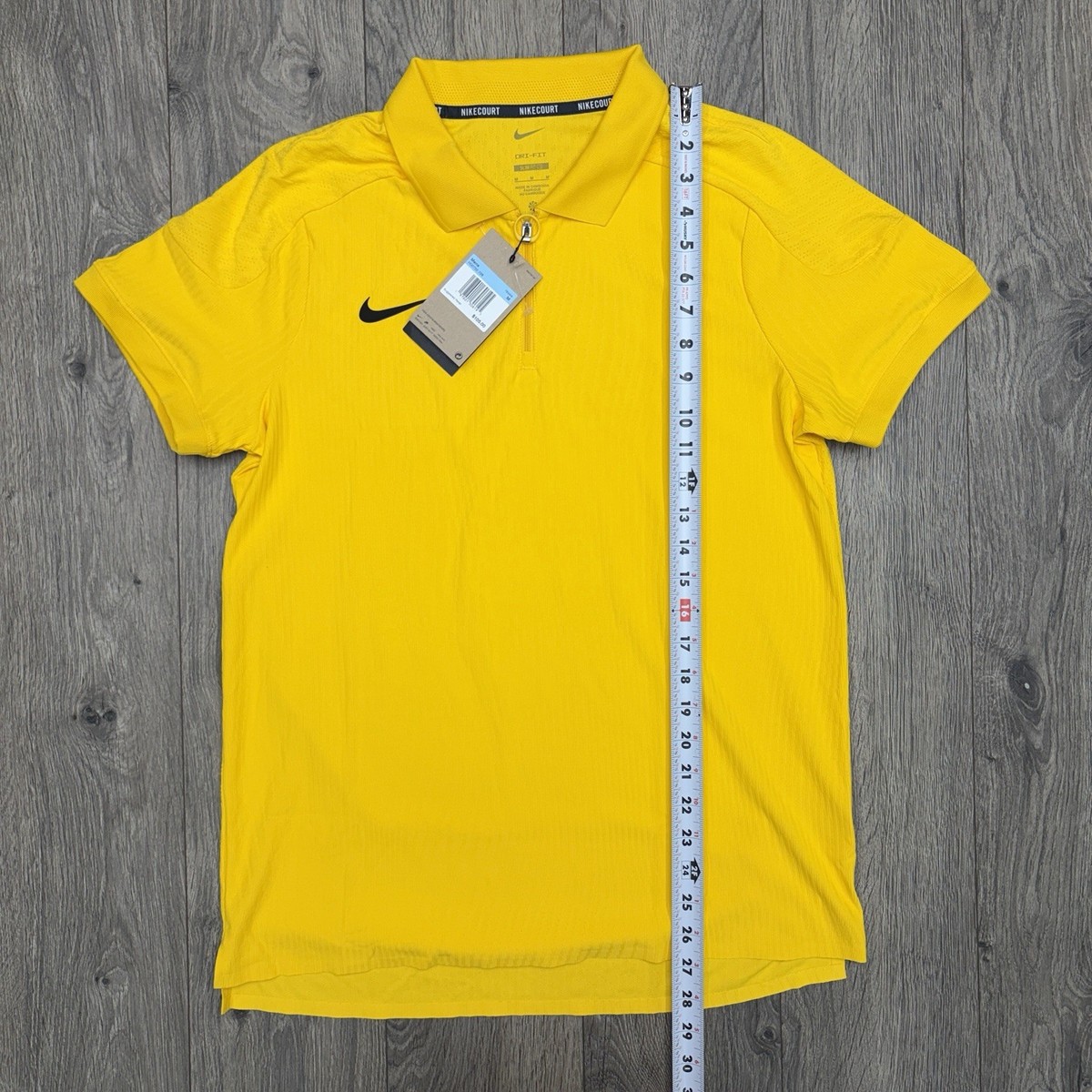 Nike Polo Shirt Size Medium Mens Gold Yellow Court ADV Dri Fit 1/4