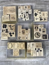 Stampin Up Wood Block Stamp Lot B - 8 Sets - 59 Rubber Stamps - Mostly New 