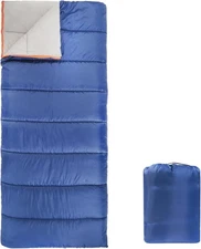 Amazon Basics 30°F Cool Weather Sleeping Bag, 75 Inches x 33 Tw", Blue 