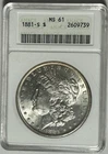 1881 S MORGAN DOLLAR ANACS MS 61