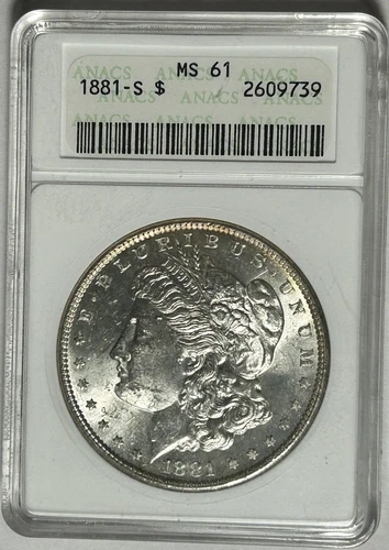 1881 S MORGAN DOLLAR ANACS MS 61