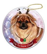 Holiday Pet Gifts Fawn Tibetan Spaniel Dog Porcelain Christmas Ornament