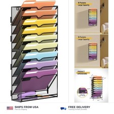 10Tier Hanging Wall File Holder Organizer for Papers, Folders, Files Clipboar...