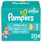 Pampers Baby Dry Diapers Enormous Pack - Size 1 - 204ct