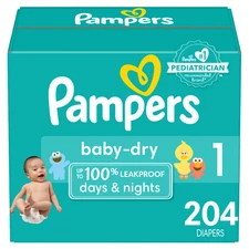 Pampers Baby Dry Diapers Enormous Pack - Size 1 - 204ct