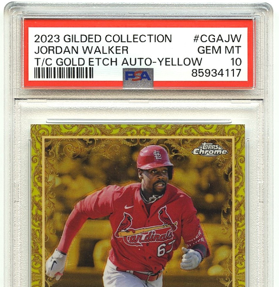 JORDAN WALKER 2023 GILDED COLLECTION GOLD ETCH/AUTO-YELLOW #CGAJW PSA 10 GEM  MT view 5