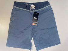 New Quiksilver Boys Youth Walk Shorts Boardshort 12/26 VTG Street Trunk Blue 17  