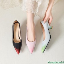 Women's Gradient Pointed Toe Kitten Heel Pumps Slip On Dress party Office Shoes