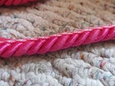 4.25 yds. Continuous Lg. 3/4" Hot Pink Twist Cord Rope Trim w/Lip Pipping Trim