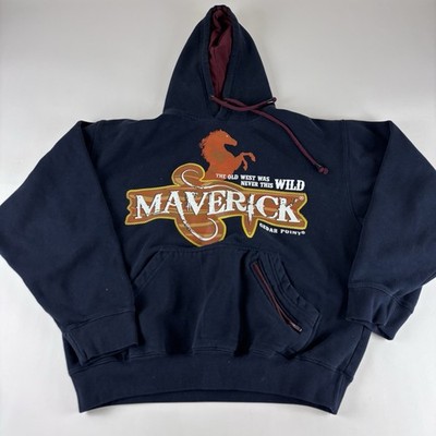 Cedar Fair Cedar Point Maverick Rollercoaster Small 1/2 Zip Pullover Hoodie Blue