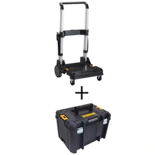 TSTAK Stackable Utility Cart Trolley and TSTAK VI 17 In. Stackable Deep Tool Sto