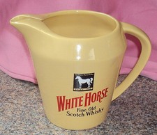 WHITE HORSE Whisky Karaffe Keramik Pitcher Wasserkrug Vintage Werbung PUB Bar
