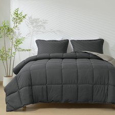 HIG 3pc Gray Oversized King Plus Comforter Set Duvet Insert, Reversible, All ...