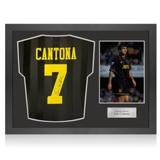 Eric Cantona Signed Manchester United 1994-96 Away Football Shirt. Icon Frame