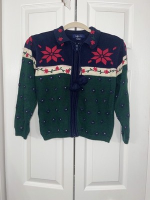 Vintage Eagle s Eye Kids Embroidered Cardigan Sweater Medium 10-12