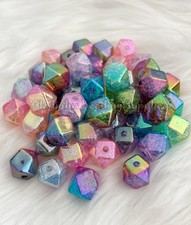 25 Qty 16mm Faceted Mixed Acrylic Beads, Bubblegum Beads, Chunky Beads