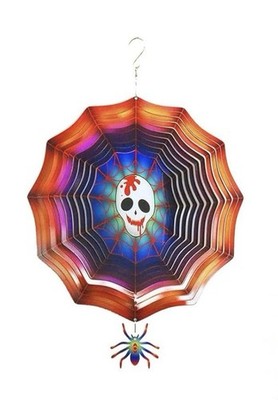 Halloween Macabre Spider Web 3D Wind Spinner Rust Proof Hanging Decoration.