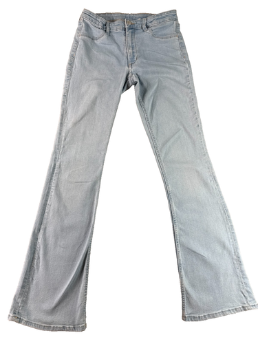 H&M Girls 13-14Y Flared Bootcut Jeans Light Wash Blue Stretch High Rise Denim