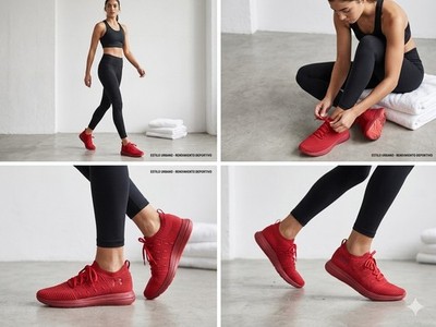 Under Armour Women's Size 7 Running Shoes Red Knit Charged Cushioning Sneakers