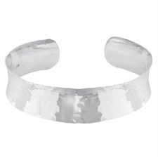 Silverly Silber gehammert Einfache gebogene Verstellbare Stulpe Armband