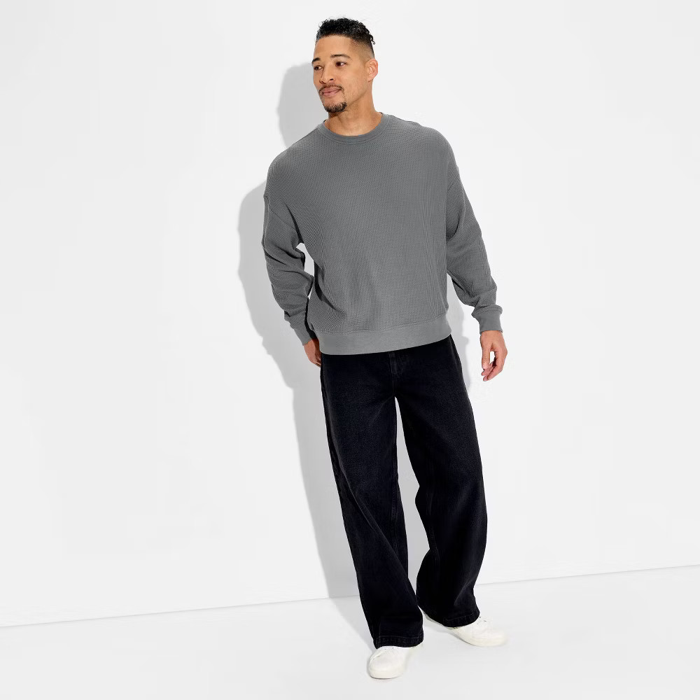 Mens Waffle Pullover Sweatshirt - Original Use Gray XXL 2690₽