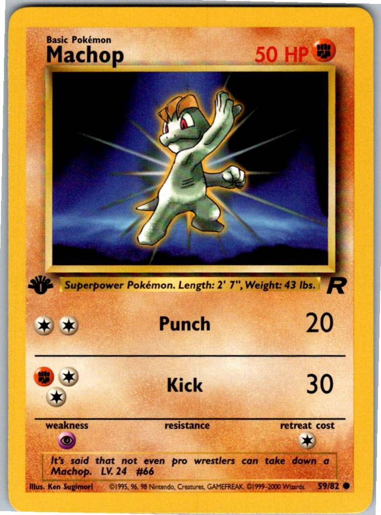 Machop Common Team Rocket 59/82 NM 1st Edition