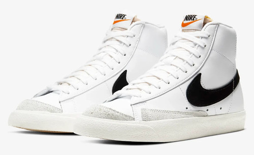 Nike Women's # 6 Blazer Mid '77 Vintage White Black Sneakers $105 CZ1055-100