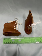 Antique Tan color leather boots for child or lady doll - 3.5"